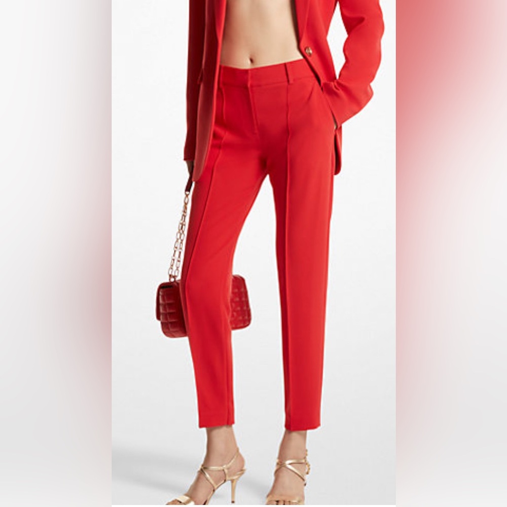 Michael Kors Crepe Pants Lacquer Red Ankle Straight Leg Size 4
